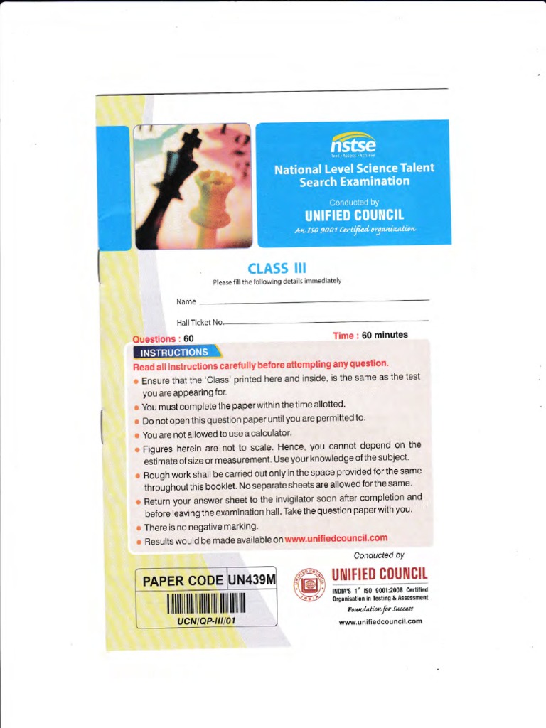 NSTSE Class 3 Exam Guidelines | PDF | Teaching Mathematics