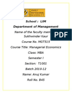 School: LIM Department of Management