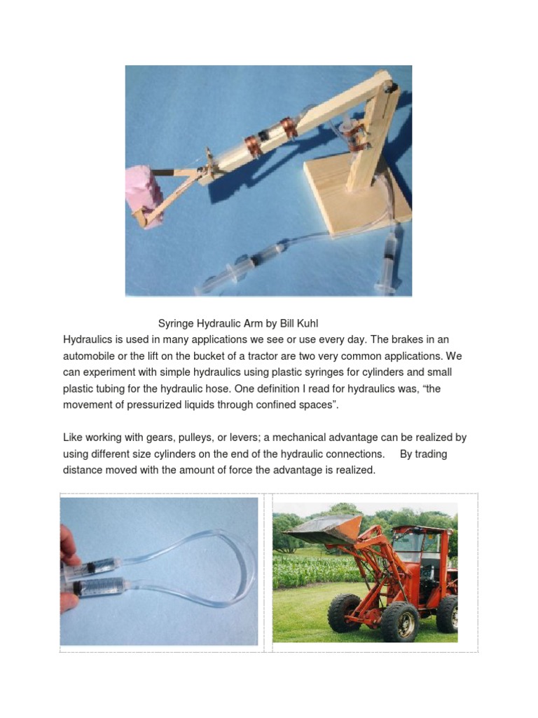 Syringe Hydraulic Arm by Bill Kuhl PDF PDF Syringe Machines