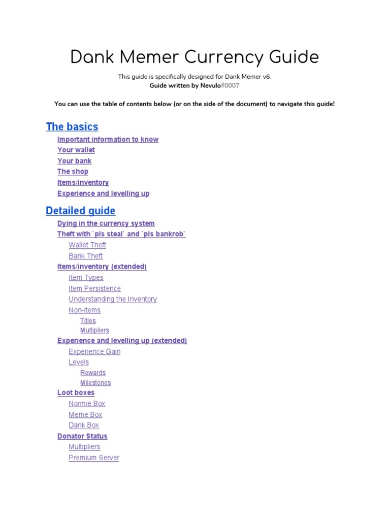 Dank Memer Currency Guide Robbery Money