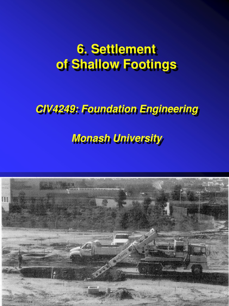 Settlement of Shallow Footings: CIV4249: Foundation Engineering | PDF ...