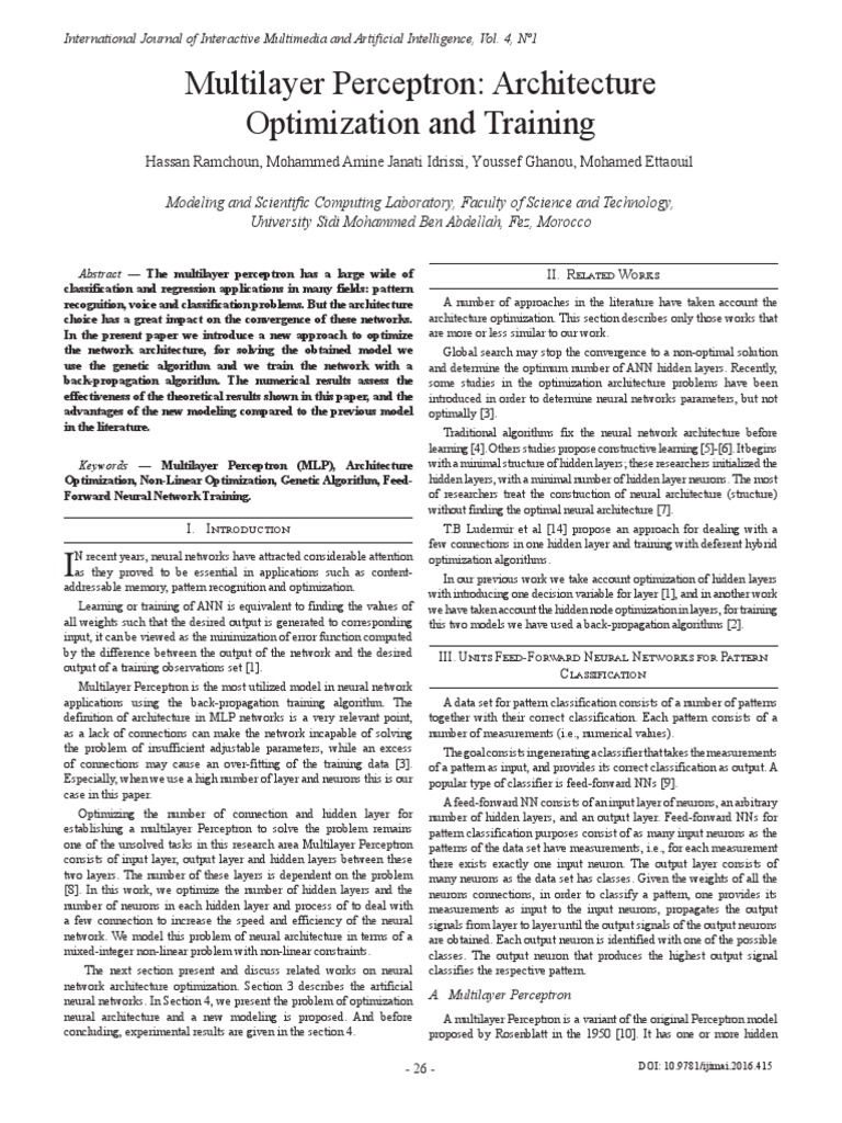 Optimizing Multilayer Perceptron Architecture | PDF | Artificial Neural ...