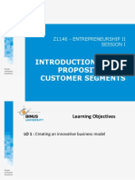 Introduction, Value Propositions & Customer Segments: Z1146 - Entrepreneurship Ii Session I