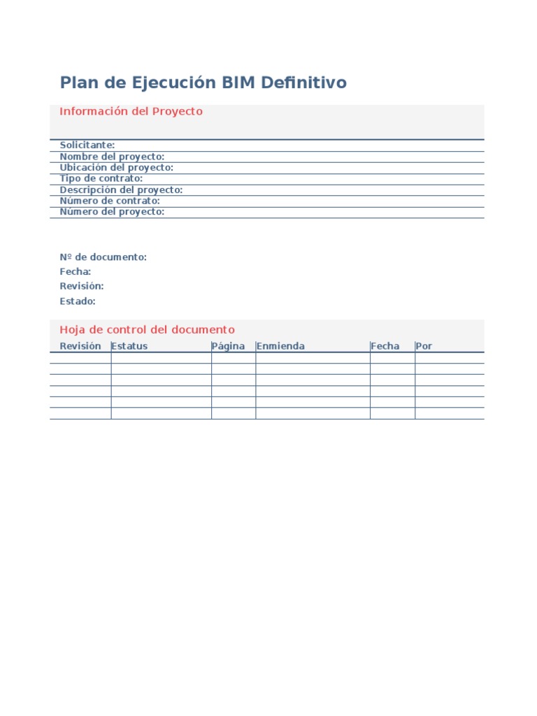 Excel Plan de Ejecución BIM Definitivo en Formato | PDF | Sistema de ...