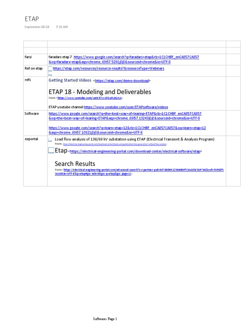 ETAP Learning Resources and Videos | PDF | Computers