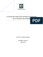 La Accion Declarativa de Incostitucionalidad en La Provincia de Cordoba Tita, Regina Zidanelia