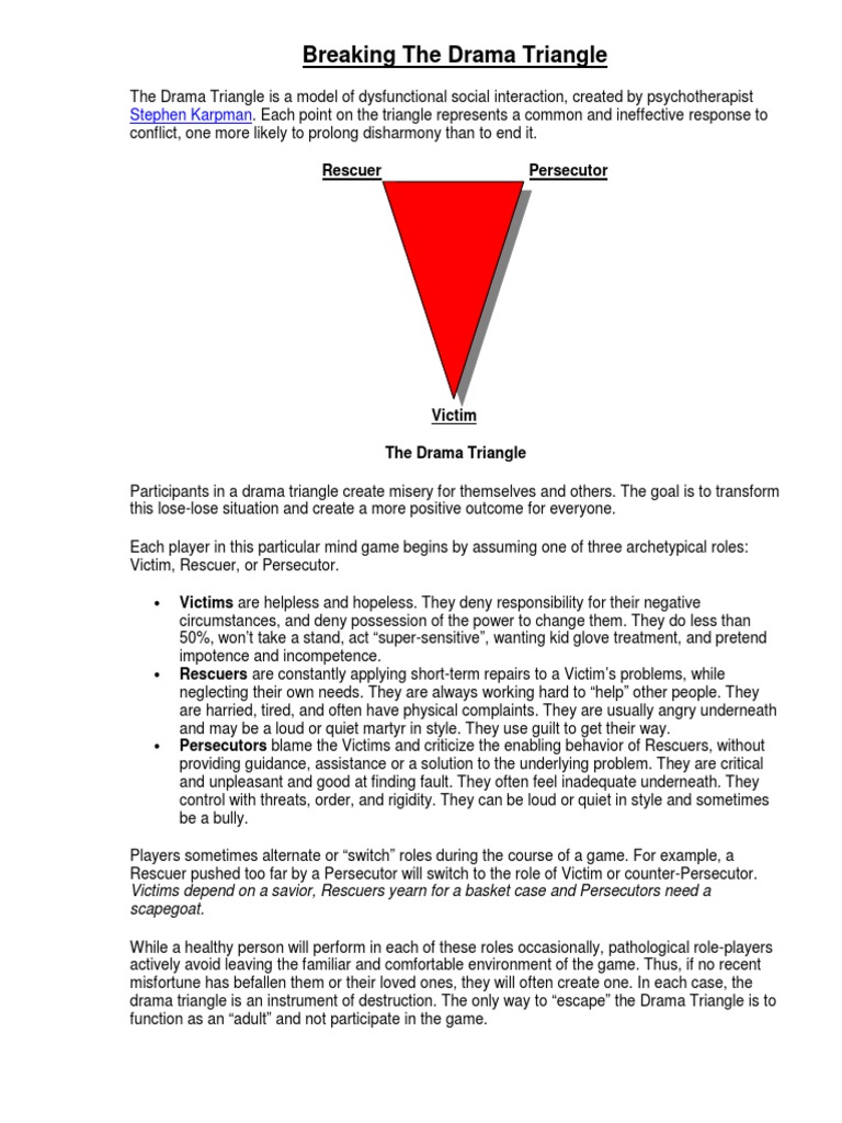 stephen karpman breaking the drama triangle pdf psychological concepts behavioural sciences