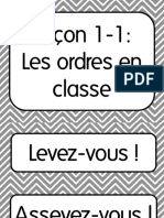 First Dayof French Lesson 1 Classroom Commands Les Ordres Printables