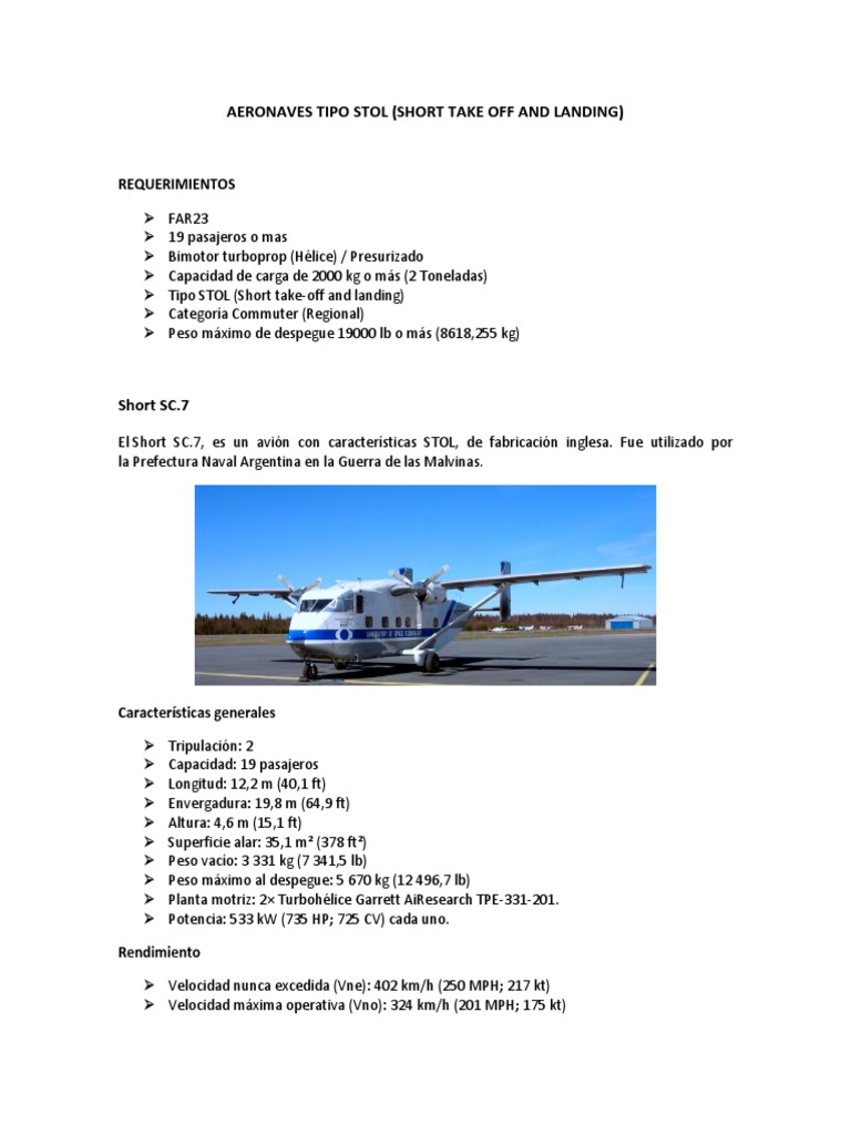 Aeronaves STOL: Características y Modelos | PDF | Aviación | Aeronave