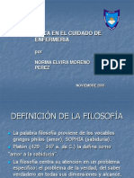 Etica en El Cuidado de Enfermeria: Por Norma Elvira Moreno Perez