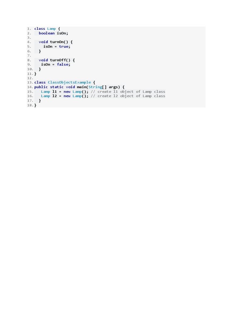 Lamp Class Implementation Example | PDF | Teaching Methods & Materials