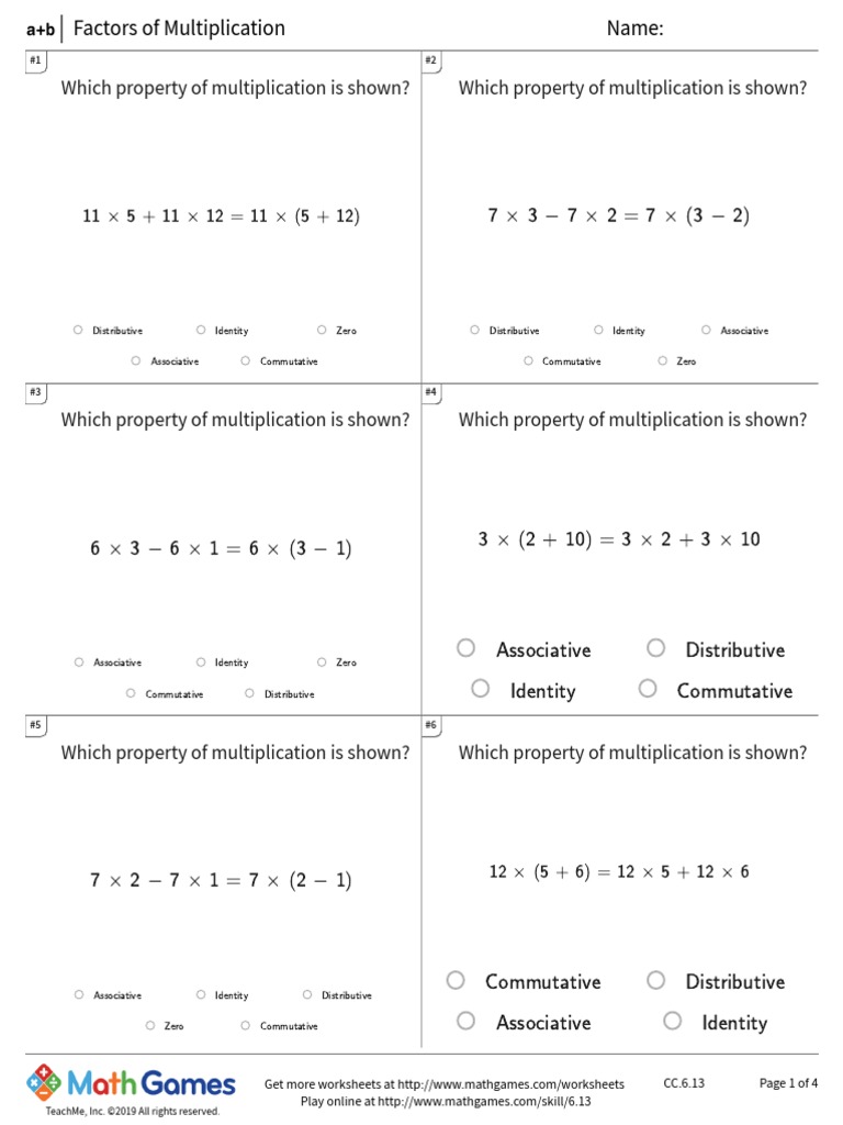 6 13 Factors of Multiplication | PDF | Multiplication | Logic