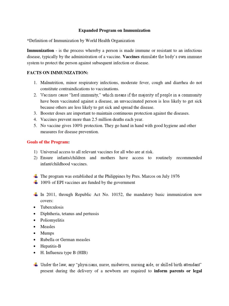 Expanded Immunization Program Overview | PDF | Vaccines | Measles
