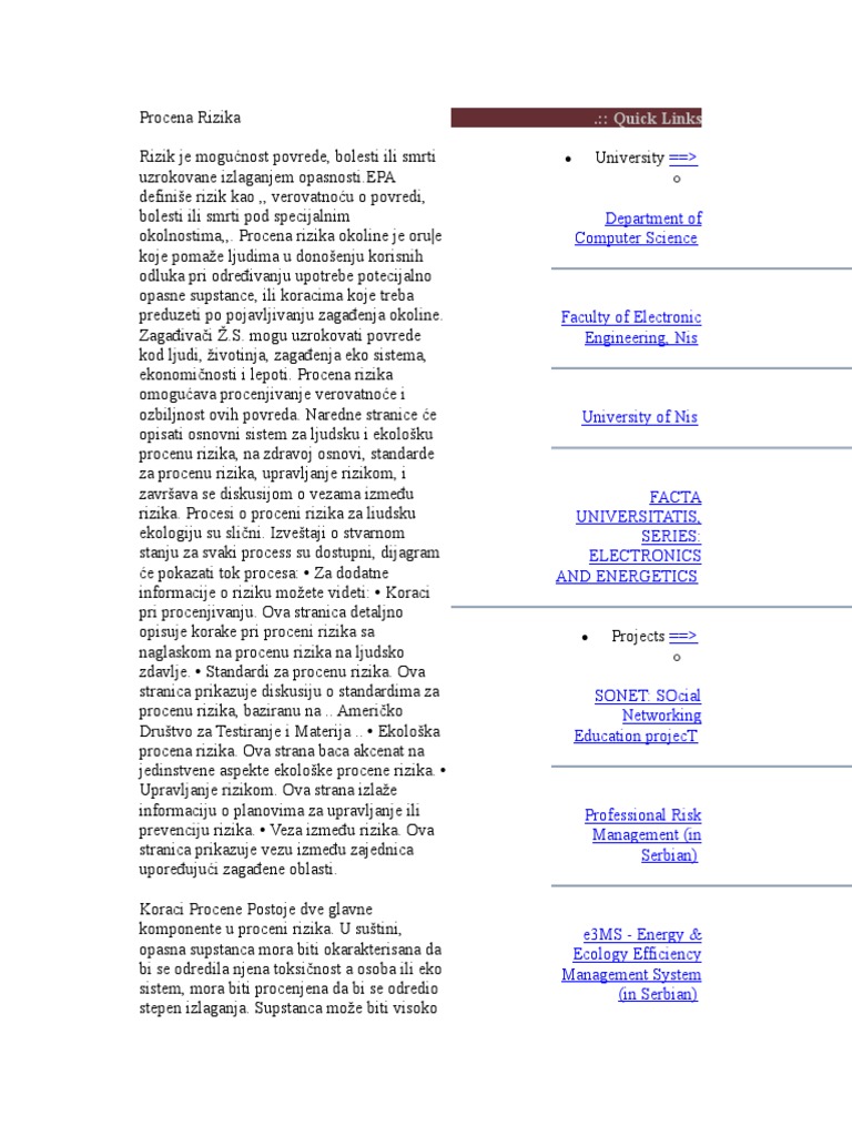 Procena Rizika | PDF