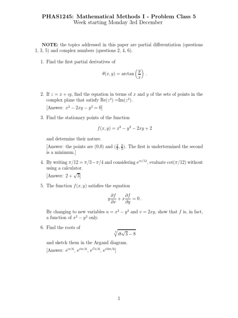 Partial Differentiation & Complex Numbers | PDF | Teaching Methods ...