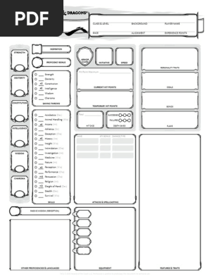 D D 5e Character Sheet Pdf Role Playing Games Role Playing