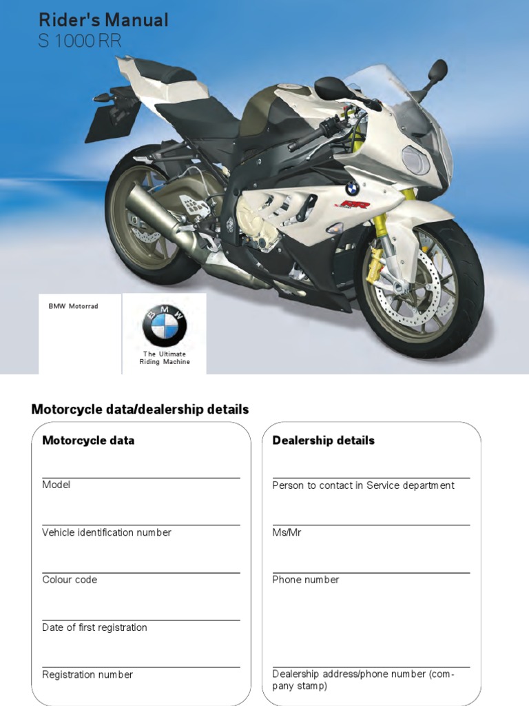 2013 BMW S1000RR OWNERS MANUAL PDF visual data 7