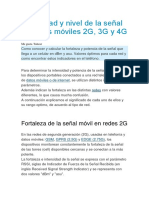 Fortaleza señal móvil 2G, 3G, 4G dBm asu