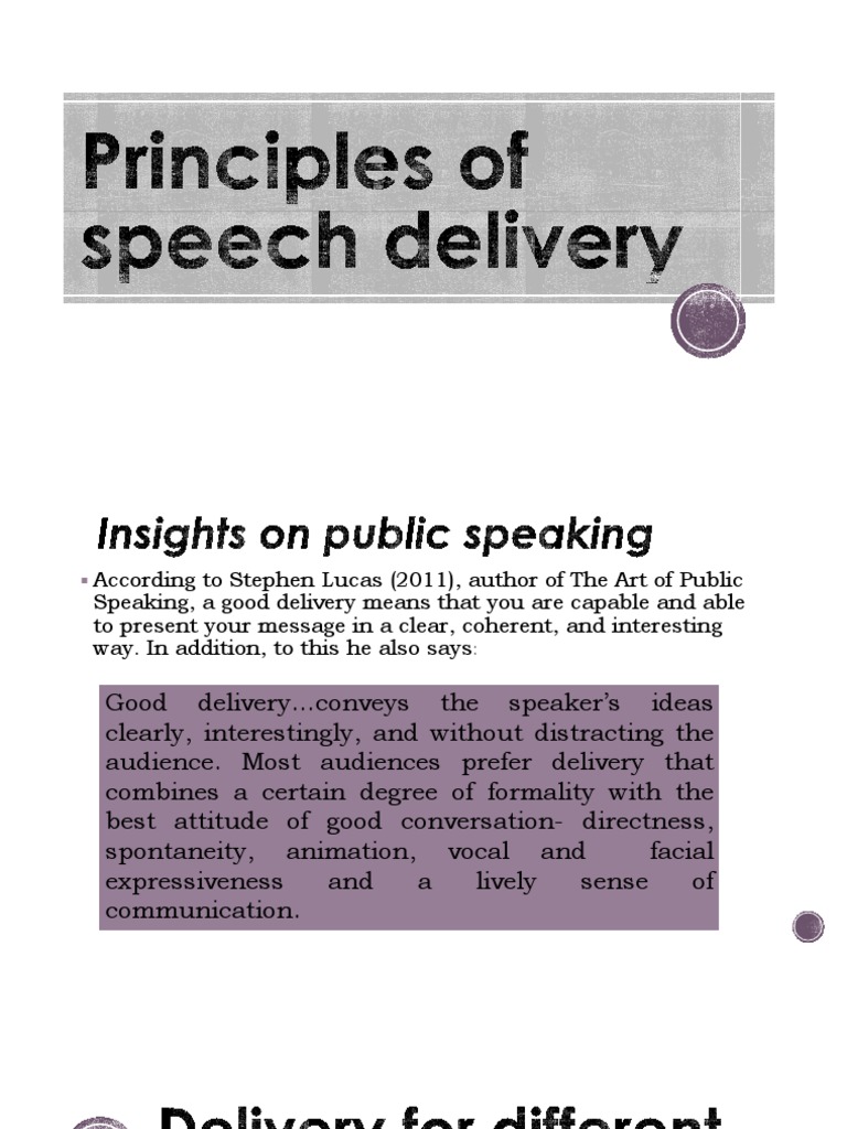 Principles of Effective Speech Delivery | PDF | Nonverbal Communication ...