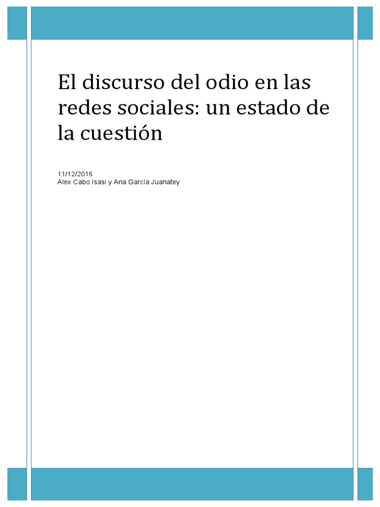 Informe Discurso Del Odio ES | PDF | El discurso del odio | Libertad de ...