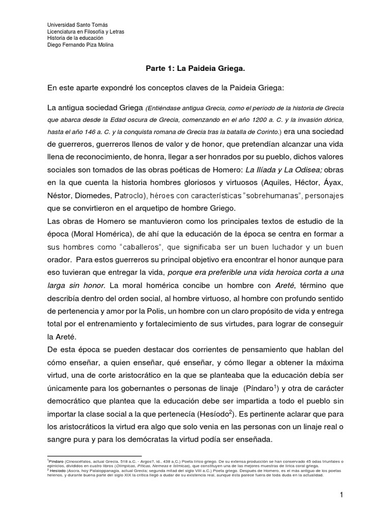La Paideia Griega y su Educación | PDF | Platón | Antigua Grecia