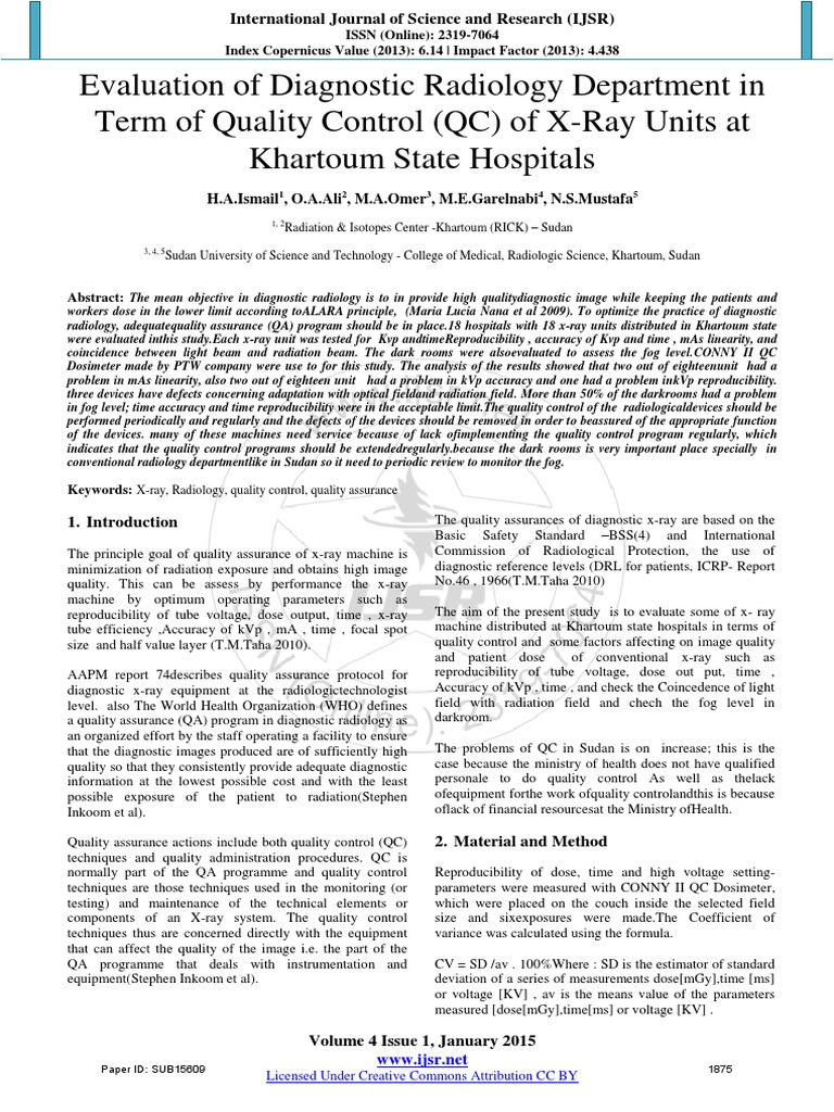 Qa QC JMRL PDF Radiology X Ray