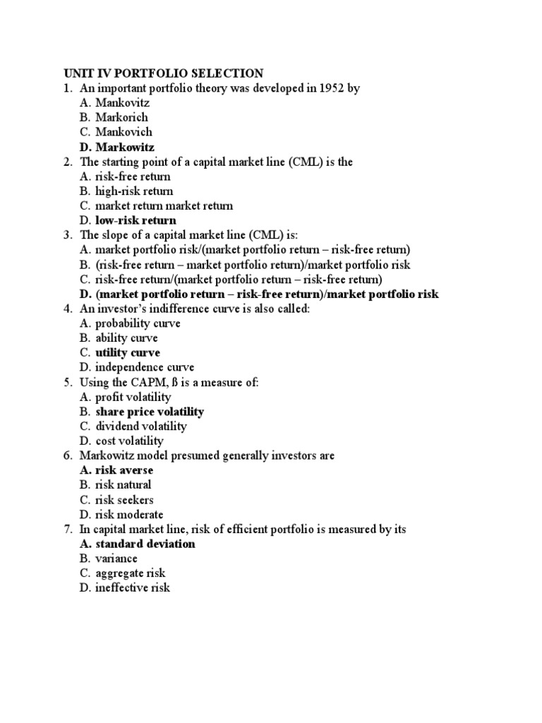 Unit Iv | PDF | Capital Asset Pricing Model | Beta (Finance)