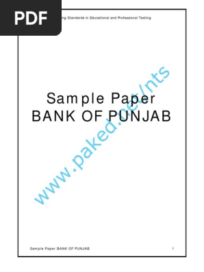 Sample Paper Bank of Punjab