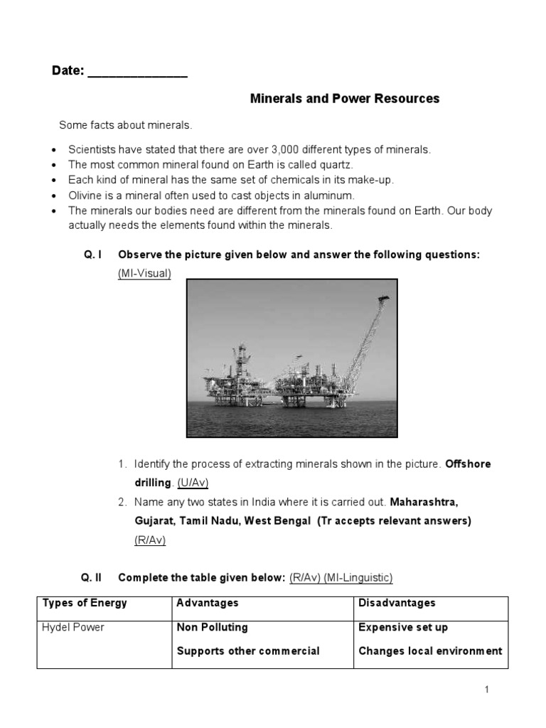 WS As CB VIII Geog Minerals and Power Resources | PDF | Petroleum ...