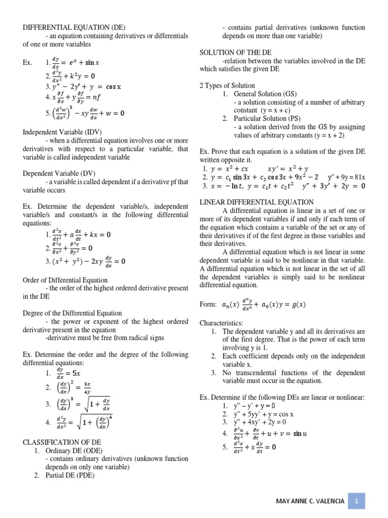 Lecture 1 Equations Variable Mathematics