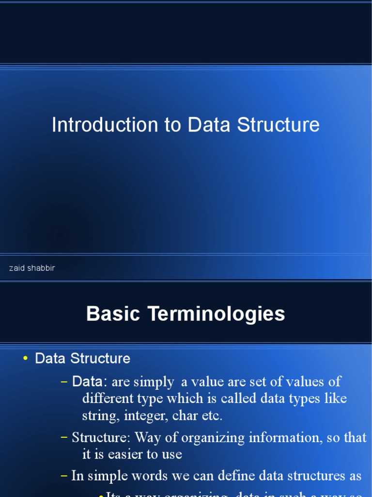Introduction To Data Structure: Zaid Shabbir | PDF | Vertex (Graph ...