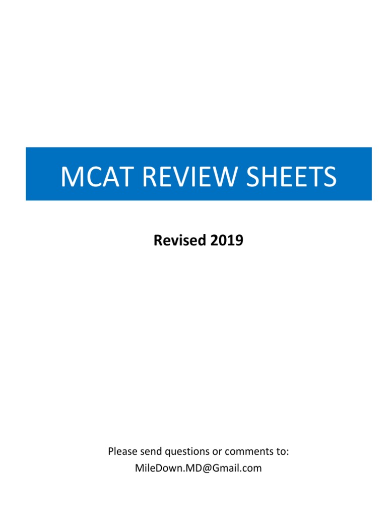 MCAT Review Sheets | PDF | Covalent Bond | Gases