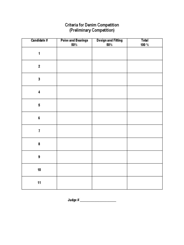Denim Competition Judging Criteria | PDF | Entertainment Events