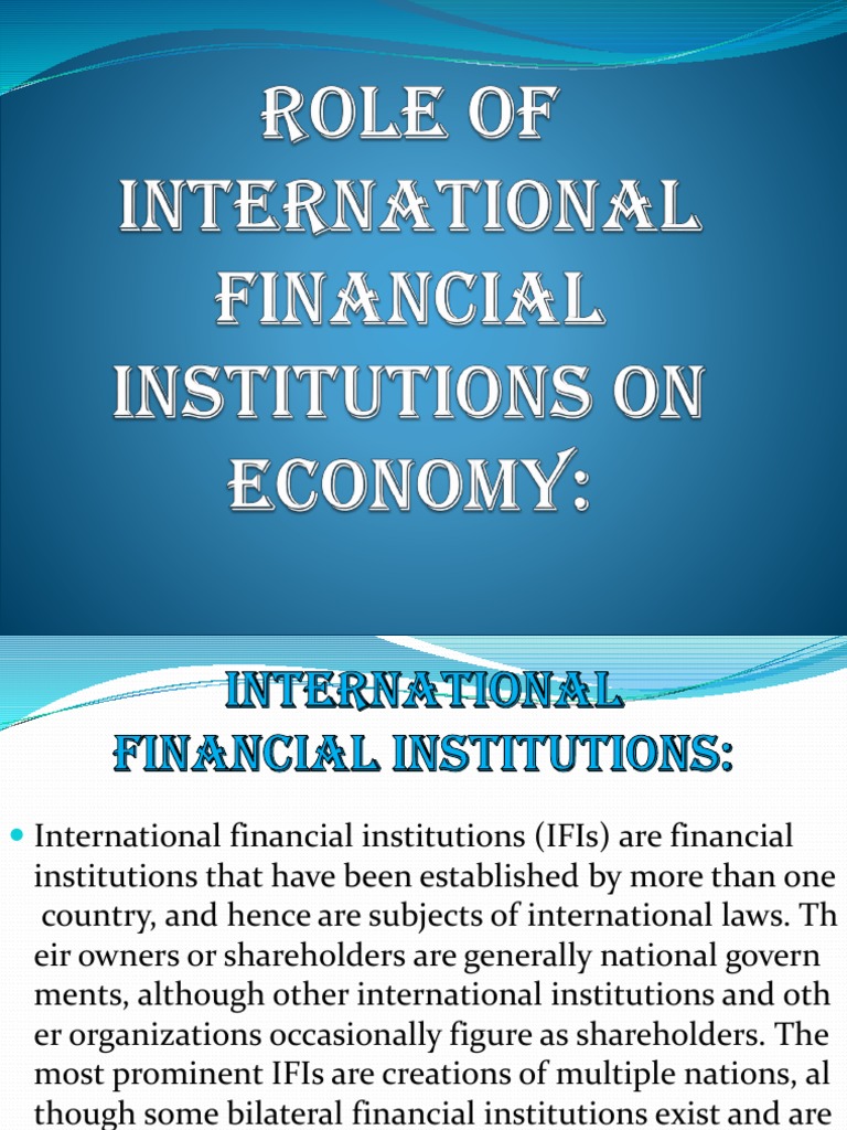 Role Of International Financial Institutions On Indian Economy Pdf Inter American Development Bank African Development Bank