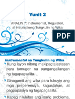 Aralin 7 Instrumental, Regulatori, at Heuristikong Tungkulin NG Wika