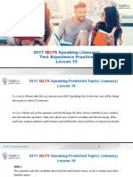 2017 Speaking (January) Test Experience Practice Lesson 15: Ielts