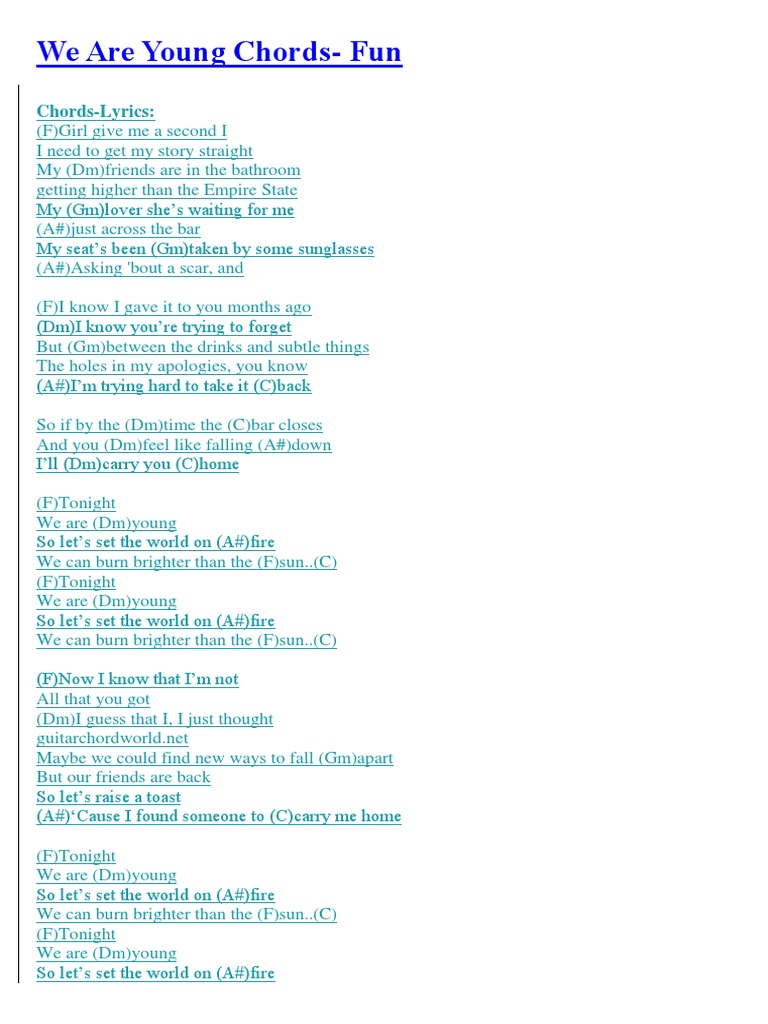 We Are Young ChordsFun PDF Nature