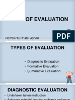 Types of Evaluation: REPORTER: Ms. Janen