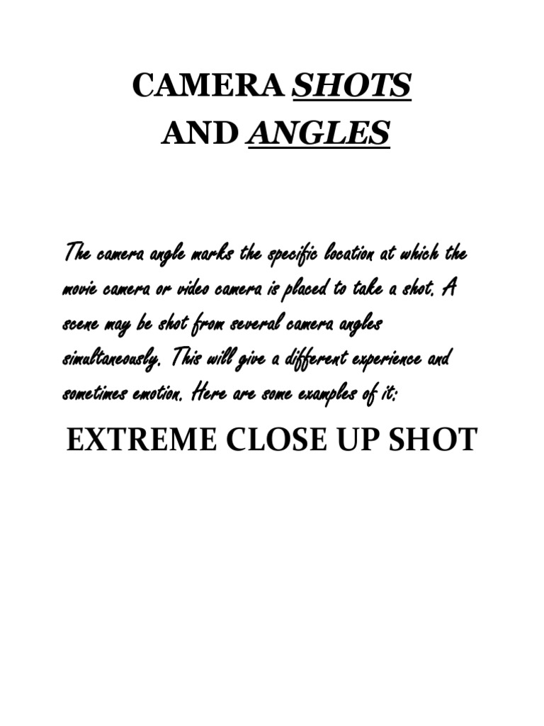 Camera Shots and Angles | PDF