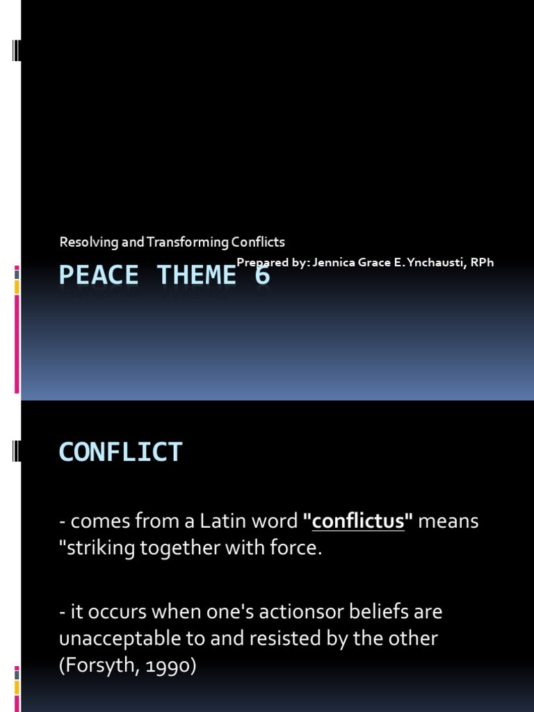 Peace Theme 6 Resolving And Transforming Conflicts Download Free Pdf