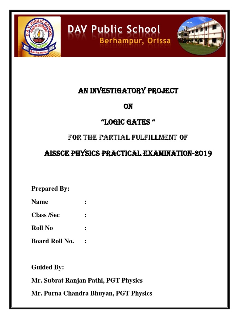 An Investigatory Project On "Logic Gates " For The Partial Fulfillment