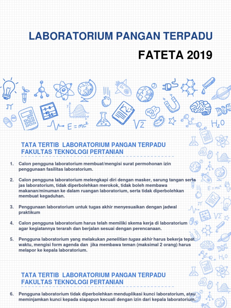 Tata Tertib Laboratorium Pangan FATETA | PDF | Griya & Taman ...
