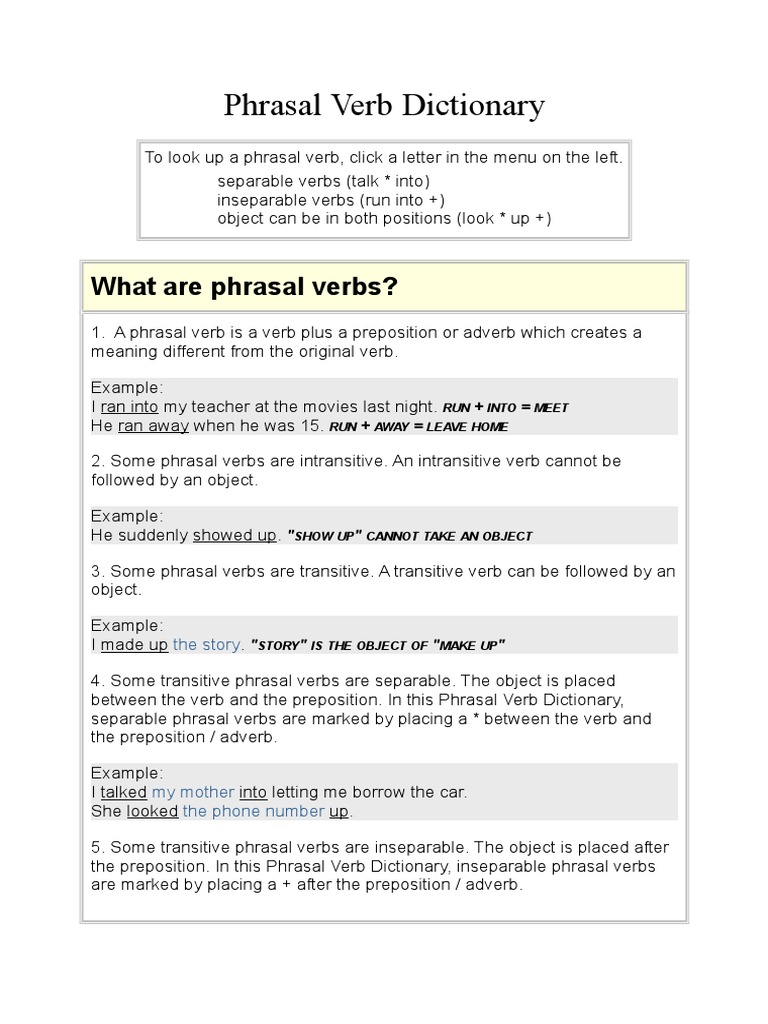 Phrasal Verb Dictionary | PDF