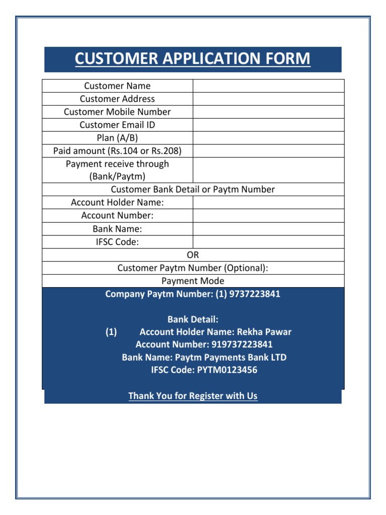 Customer Application Form Template | PDF | Business | Finance & Money ...