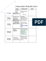 .Al Zuhour Private School, Grade 9 Weekly Plan-Week 3: in Class Homework Quiz