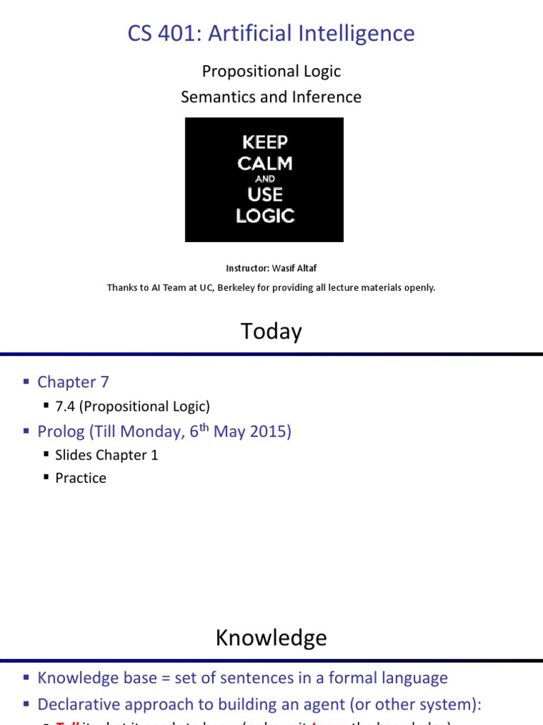Propositional Logic in AI Systems | PDF | Deductive Reasoning | Inference
