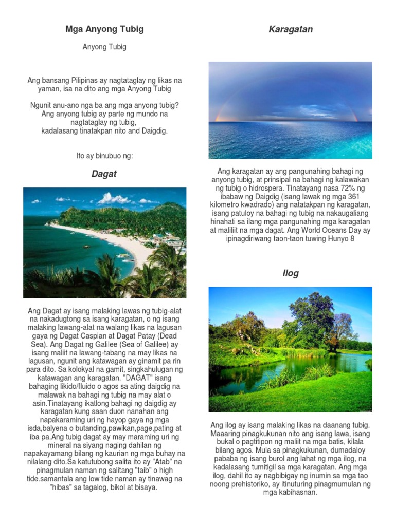 Mga Anyong Tubig Pdf
