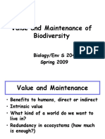 Value and Maintenance of Biodiversity: Biology/Env S 204 Spring 2009