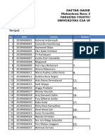 No NIM Nama Tanda Tangan: Daftar Hadir Mahasiswa Baru 2019 Fakultas Fisioterapi Universitas Esa Unggul