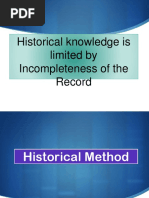 Historical Knowledge Is Limited by Incompleteness of The Record